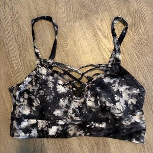 Torrid Black and White Tie-Dye Strappy Bra
